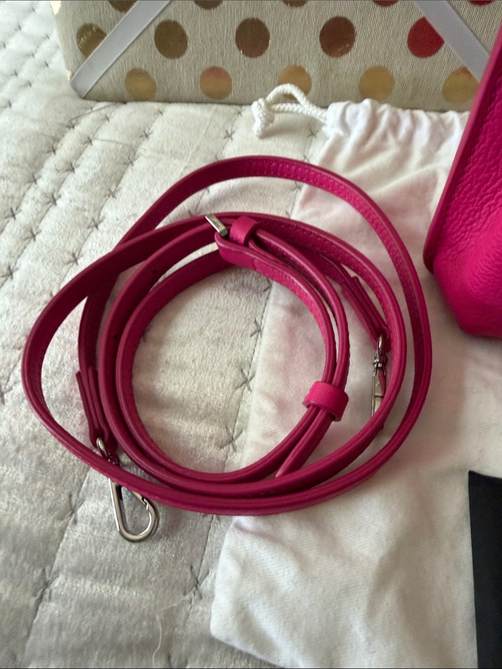 MCM X Mini Grained Calffskin Milla Tote in Beetrooth Pink NWT - Picture 10 of 15